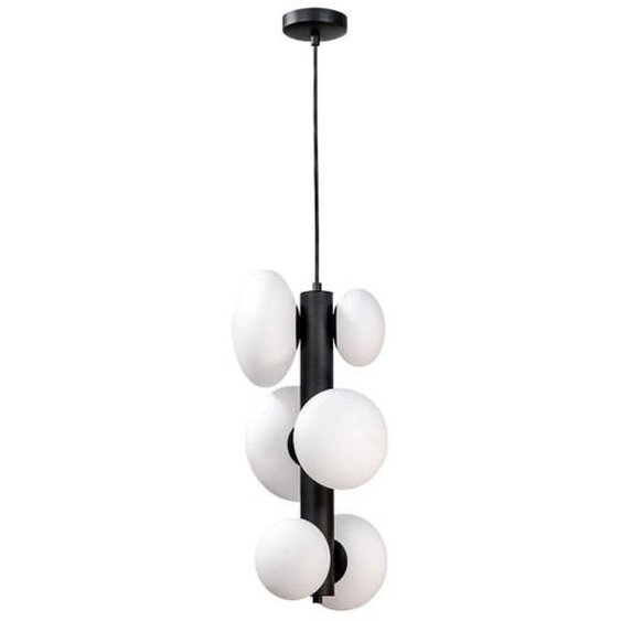 Lampe suspendue en verre moléculaire noir et blanc OMI 6xG9 Zuma Line 1194