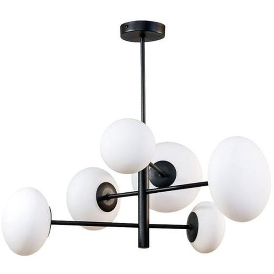 Lampe suspendue en verre moléculaire noir et blanc OMI 6xG9 Zuma Line 1196