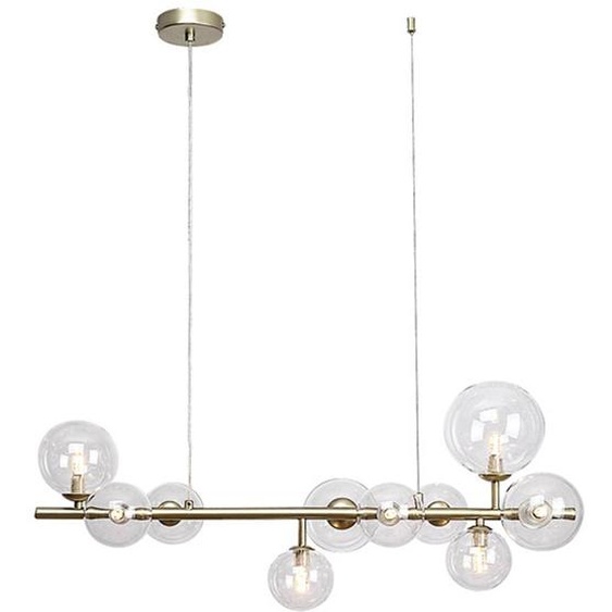 Lampe suspendue Glamour sphères en verre doré sur bandeau pour salon au-dessus dune table 10xG9 28W ASLOV Rabalux