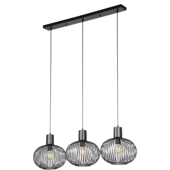 Lampe suspendue Loft bande noire 3 fils sphères pour salon salle à manger au-dessus de la table 3xE27 10W GILA Trio