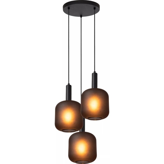 Lampe suspendue moderne avec abat-jour en verre noir ELOISE 3xE27 40W Lucide