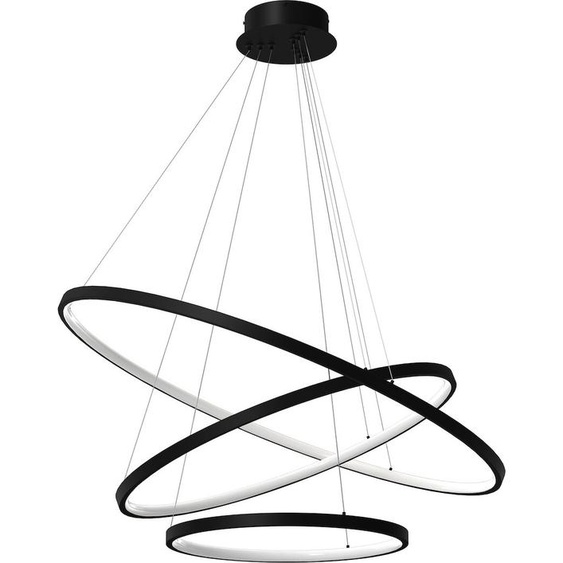 Lampe suspendue moderne noire à trois anneaux Ø80cm Ø60cm Ø40cm couleur neutre LED 93W HOOP Milagro