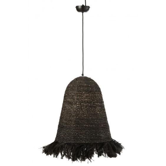 Lampe Suspendue Ozie En Fibres De Bananier Noir - Noir - Fibres naturelles - L 40 x l 40 x H 50 cm - Suspension