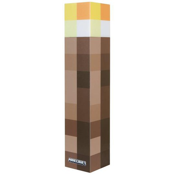 Lampe Torche Led Minecraft - Rechargeable Par Usb - 4 Couleurs + Support Mural Marron Pixelisé