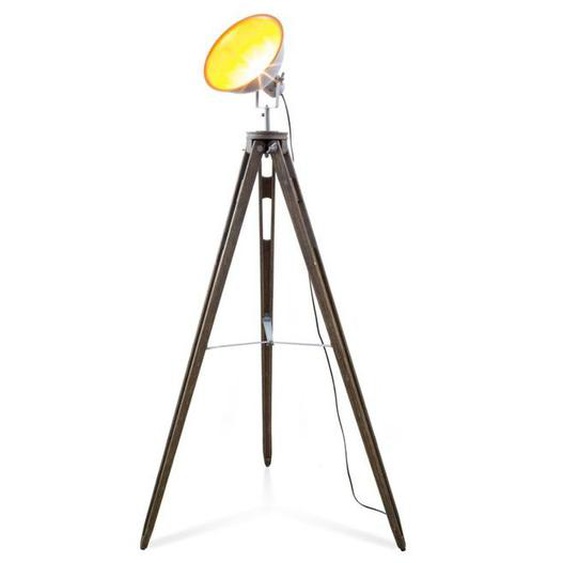 Lampe Trépied Projecteur Mac-Andrews en bois naturel de pin FACTORY - Crème