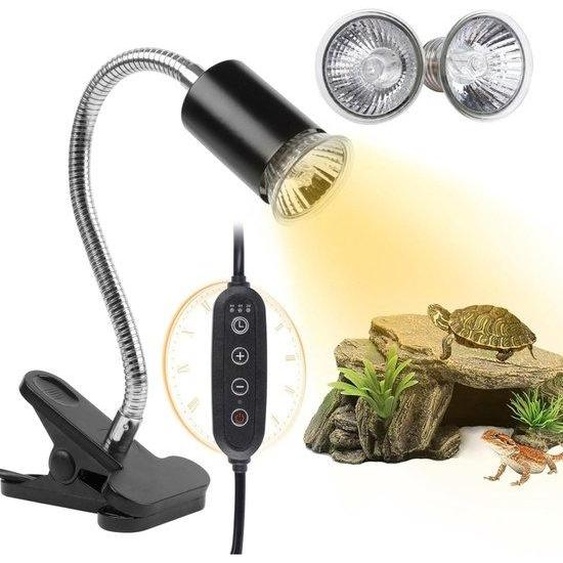 Lampe de bain de soleil pour reptiles - Rayons UVA/UVB - Chauffage pour reptiles E27 - 25 W + 50 W - Chauffage pour terrarium destiné aux lézards, serpents et reptiles