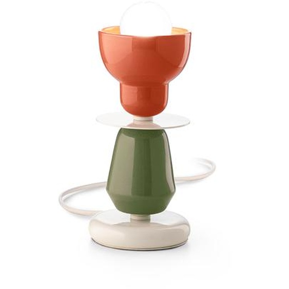 Lampe Vintage Déco Berimbau Fer Céramique Orange et Vert 1 Lumière E27