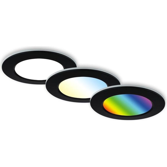 Lampes LED encastrées salle de bain RGB télécommande dimmable IP65 Ø9,2cm noir Briloner
