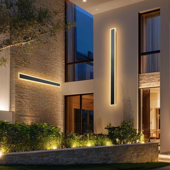 Lampes murales dextérieur à LED - jeu de 2 rampes lumineuses - 120 cm de long - 3000 K blanc chaud - IP65 étanche - inoxydable - design moderne