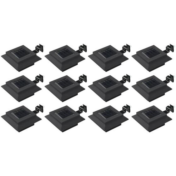 Lampes solaires à LED carrées dextérieur 12 pcs 12 cm Noir