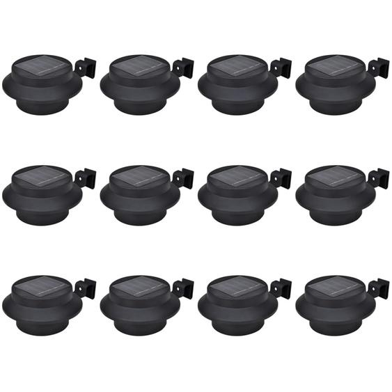 Lampes solaires à LED dextérieur pour clôture 12 pcs Noir