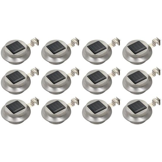 Lampes solaires à LED rondes dextérieur 12 pcs 12 cm Blanc