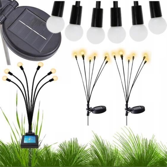 Lampes Solaires Boules Solaires 10 Led 2Pc Jardin Autocollants
