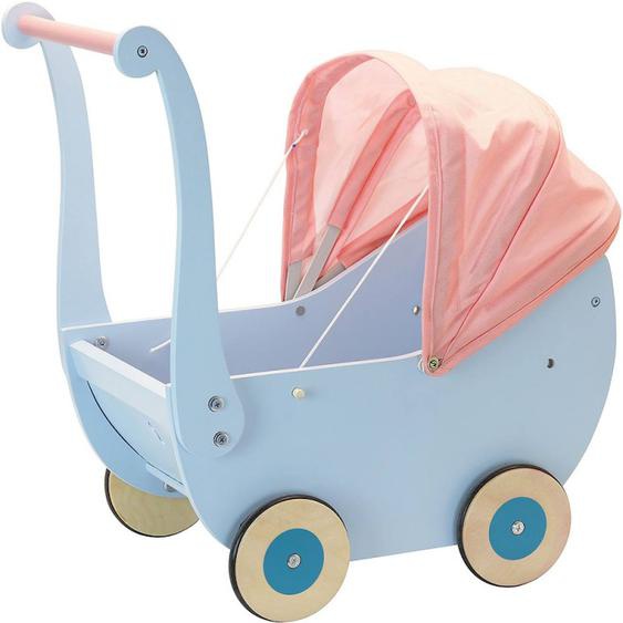 Landau En Bois Pour Poupée Bleu