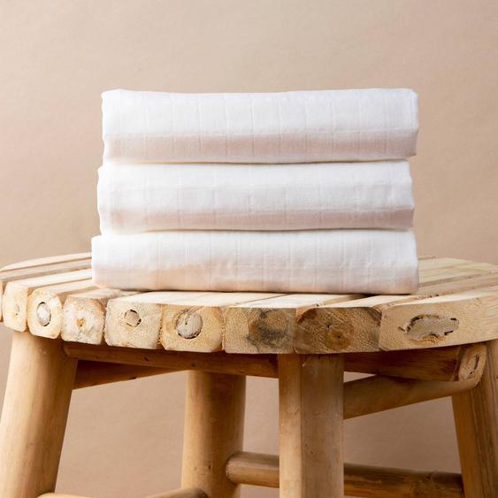 Langes Coton Bio Unis (set De 3) Blanc