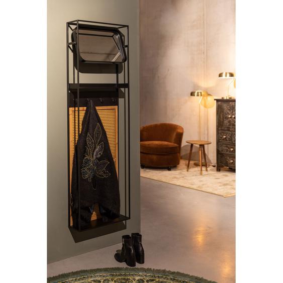 Langres - Vestiaire dentrée avec miroir en métal et cannage - Couleur - Rotin