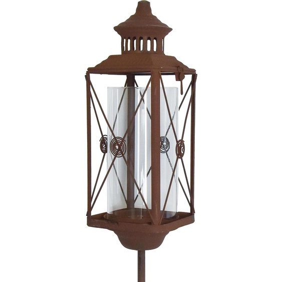 Lanterne de jardin en métal 135cm Vintage aspect rouille Lampe de jardin avec prise pour lextérieur
