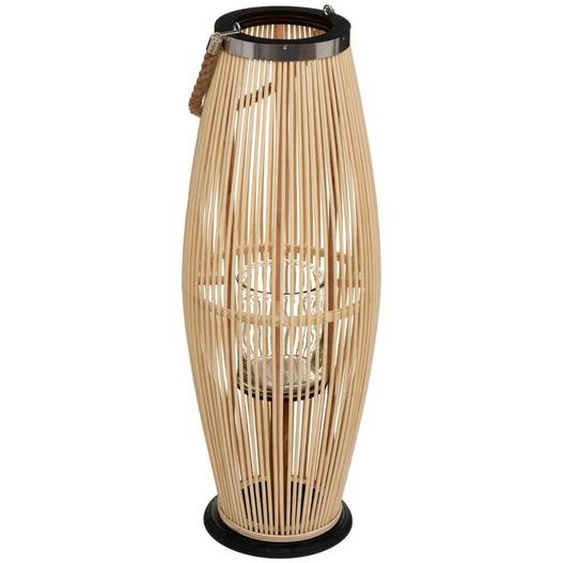 Lanterne Fit, bambou   verre H72 cm