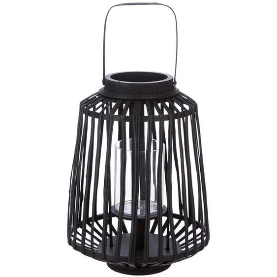 Lanterne Rattan, saule tressé, noir H35 cm