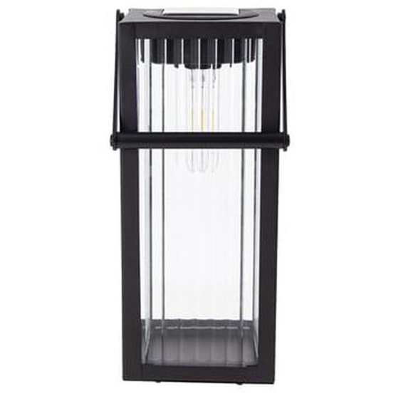 Lanterne Solaire Nomade 26cm IP44 - Verre ciselé & Métal - Noir