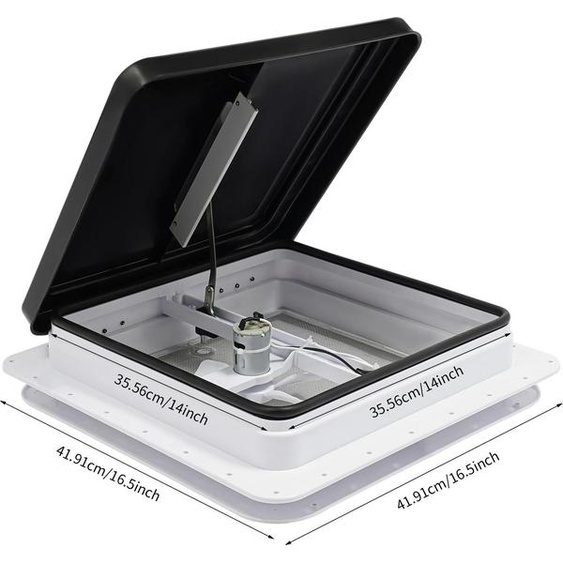 Lanterneau pour camping-car/caravane - Lanterneau/lucarne - Pour une ouverture de 35 × 35 cm - Dimensions extérieures : 42 × 42 cm - Plastique - Mastic détanchéité et vis inclus - Blanc