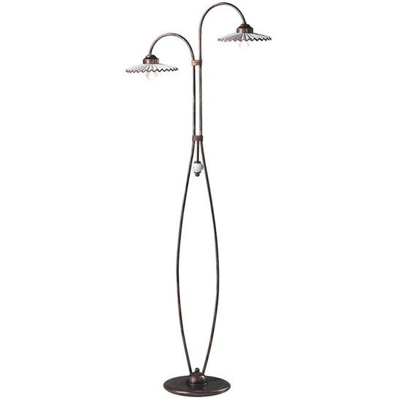 LAquila Lampadaire Classique Métal et Céramique Cuivre Noir 2 Lumières E27
