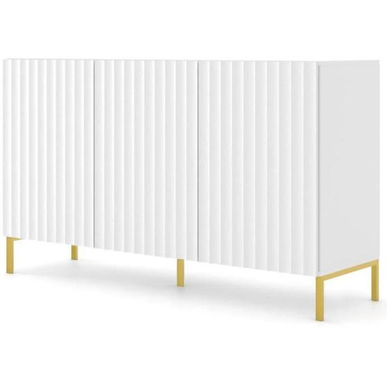 Lara - buffet bas - pieds dorés - 150 cm - Blanc