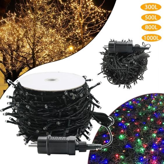 LARS360 100m 1000 LED Blanc Chaud Décoration intérieure avec 8 modes, minuterie & télécommande pour Noël, fête, mariage, célébration