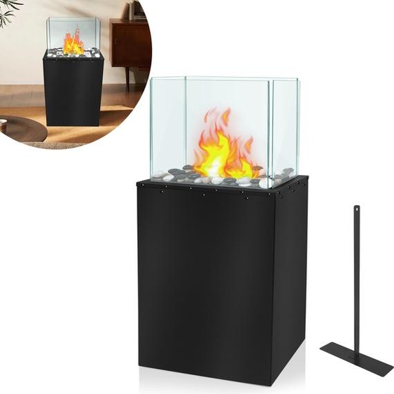 LARS360 Foyer autonome rectangulaire au bioéthanol Foyer au bioéthanol 80x35x18cm Foyer de terrasse Foyer de jardin Sans crochet de serrage en forme de V