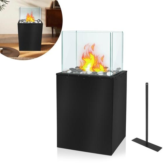 LARS360 Foyer autonome rectangulaire au bioéthanol Foyer au bioéthanol 80x35x18cm Foyer de terrasse Foyer de jardin Sans crochet de serrage en forme de V