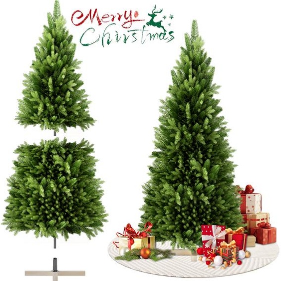 LARS360 LED Arbre de Noël 150cm, arbre artificiel pour Noël, décorer larbre de Noël, faux sapin de décoration de Noël avec PE branches et support en bois