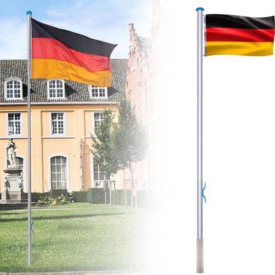 LARS360 Mât de drapeau en aluminium Drapeau Mât décole stable 6,5m y compris drapeau allemand 150 * 80cm, douille au sol 50cm
