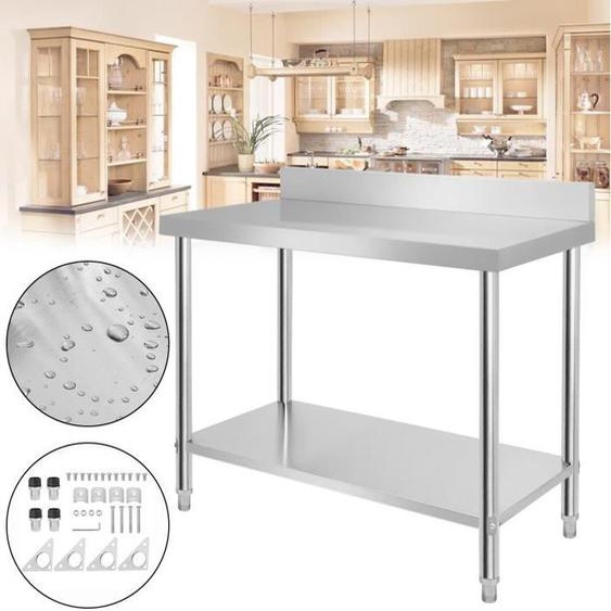 LARS360 Travail en acier inoxydable Table en Table de préparation daliments en Table de travail commerciale 100x60x85cm