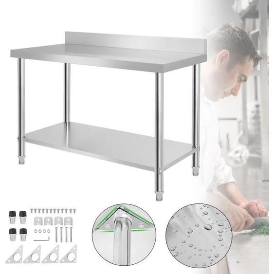 LARS360 Travail en Acier Inoxydable Table en Table de préparation daliments en Table de Travail Commerciale 120x60x85cm