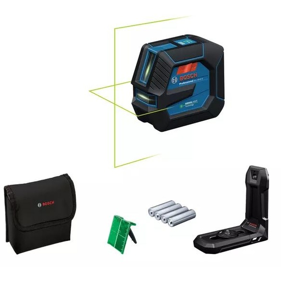 Laser lignes 3,7V GLL 20-22 G Professional (sans batterie ni chargeur) + 4 piles 1,5 V LR6 AA + poche + platine - BOSCH - 0601065600