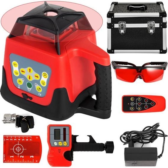 Laser rotatif professionnel - Portée de travail 500 m - Laser à ligne rouge - Laser 360 degrés - Altimètre - Etanche à leau et à la poussière - Outdoor