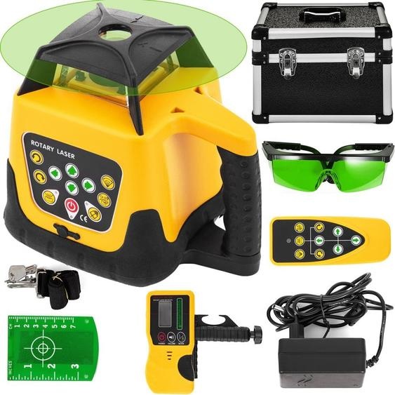 Laser rotatif Profi lumière verte Zone de travail 500 m - Laser rotatif 360° - Etanche à leau et à la poussière - Extérieur - 20 heures de travail