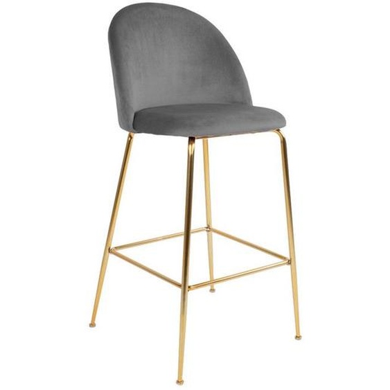 Laust Tabouret de bar gris velours gris laiton.