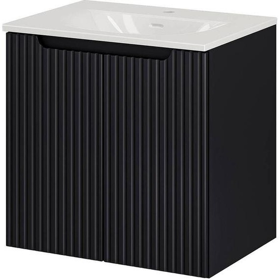 Lavabo avec meuble bas incl. lavabo Skelbolu 60 x 57 x 39 cm noir