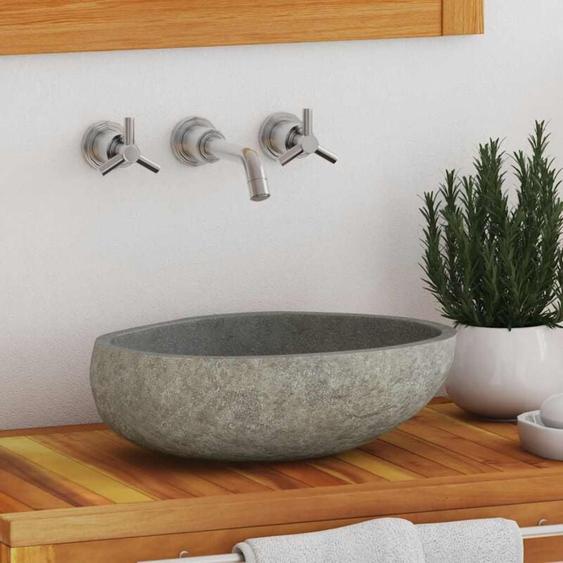 Lavabo en pierre de rivière Ovale 29-38 cm
