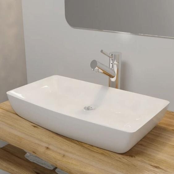 Lavabo rectangulaire Céramique Blanc 71 x 39 cm vidaXL