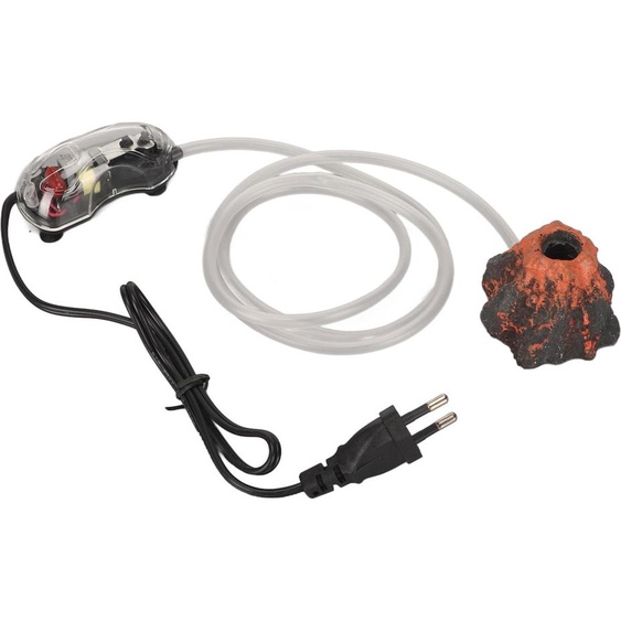 Lazmin112 Aquarium Airbubbler Volcan Ornement unique dexplosion de lave Kit de pompe à oxygène pour réservoir de poissons, décoration vivante de paysage sous-marin (prise UE 220 V)