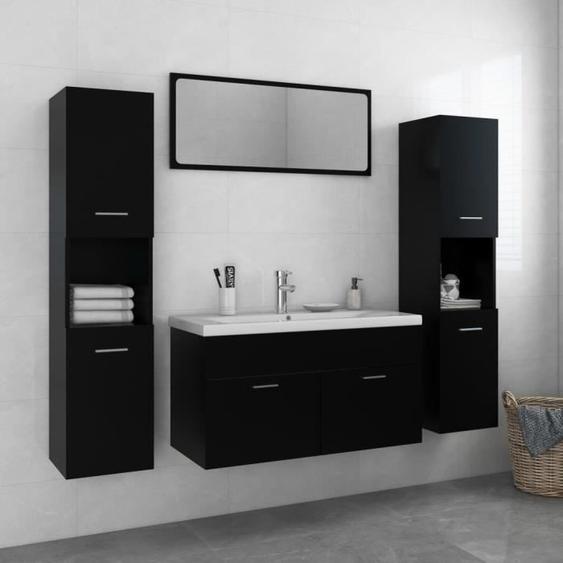 LE SHOP Ensemble de meubles de salle de bain Noir Aggloméré AB3071064 130113