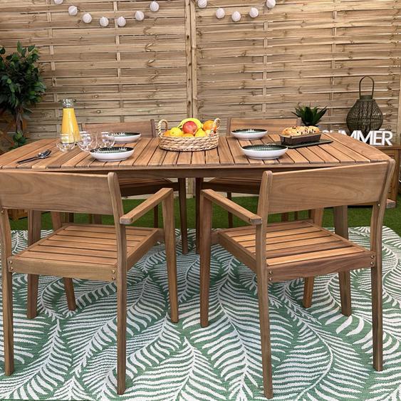 Léa - Table à manger de jardin en bois dacacia 180x90cm - Couleur - Bois foncé