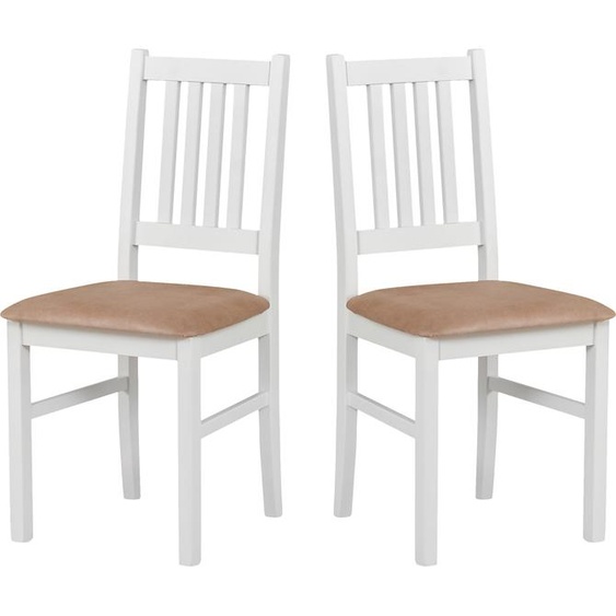 LeafDesign Chaise de salle à manger en bois - Chaise hêtre massif - Chaise salle à manger set de 2 - Chaise en bois - Chaise de table - Chaise de cuisine set de 2, BOS 1, blanc