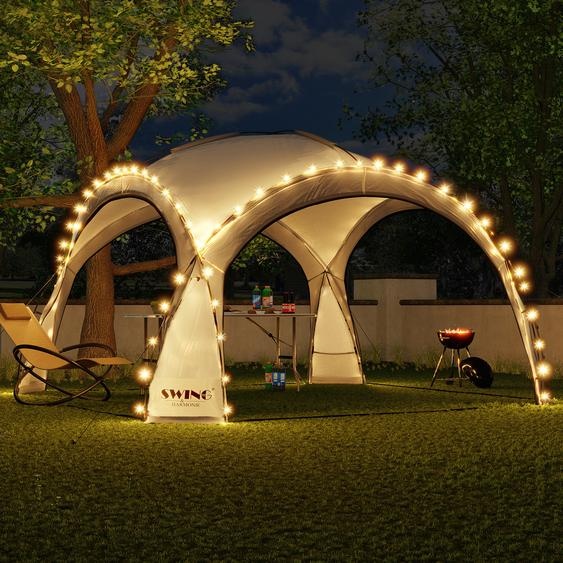 LED Event Pavillon XXL DomeShelter 450cm Garten inkl. Solarmodul Designer Tente de jardin Camping Tente de fête avec éclairage - anthracite
