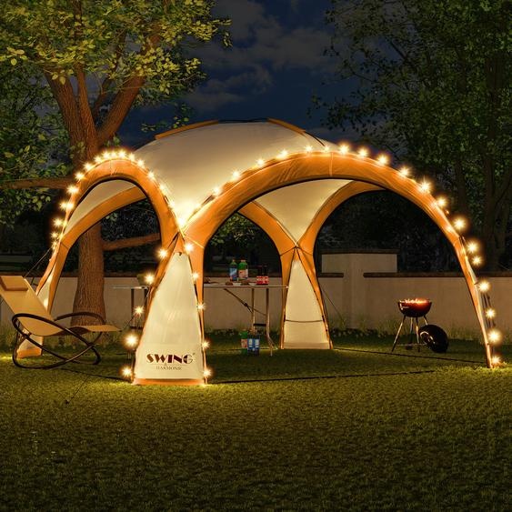 LED Event Pavillon XXL DomeShelter 450cm Garten inkl. Solarmodul Designer Tente de jardin Camping Tente de fête avec éclairage - orange