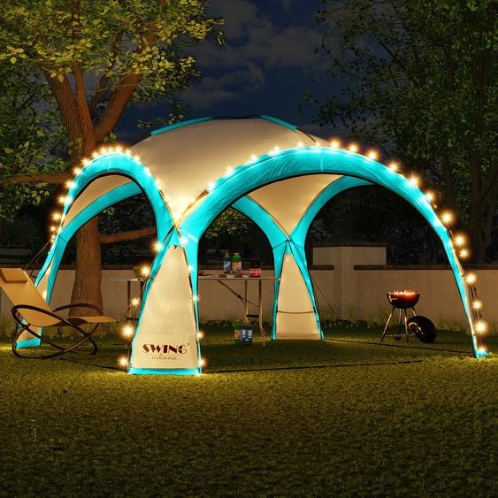 LED Event Pavillon XXL DomeShelter 450cm Garten inkl. Solarmodul Designer Tente de jardin Camping Tente de fête avec éclairage - turquoise