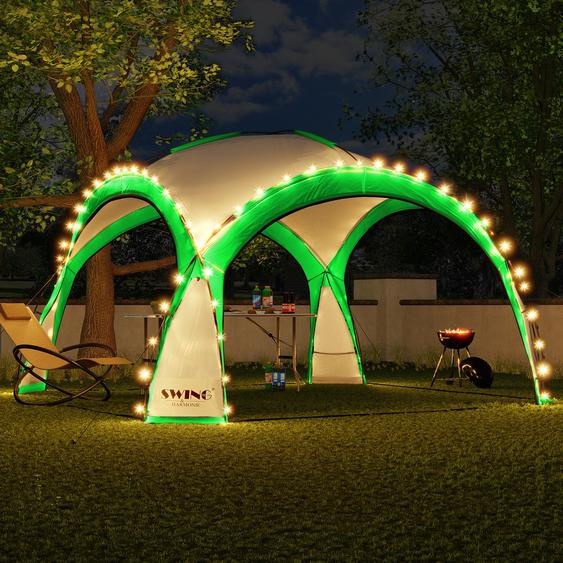 LED Event Pavillon XXL DomeShelter 450cm Garten inkl. Solarmodul Designer Tente de jardin Camping Tente de fête avec éclairage - vert
