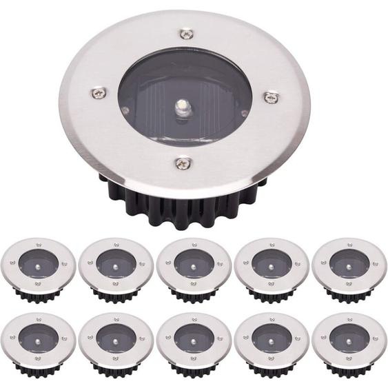 Led Lampe solaire au sol 10 Pack, lumière extérieure, Réverbère Lumières, Ensevelies Lumière, étanche IP65 (Blanc Froid, Rond) [Classe énergétique a+]